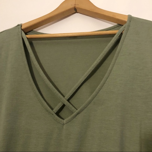 Poof Strappy T Shirt Dress Flowy V neck Modest - Picture 6 of 6